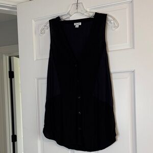 Splendid Black Sleeveless Button-Front Top